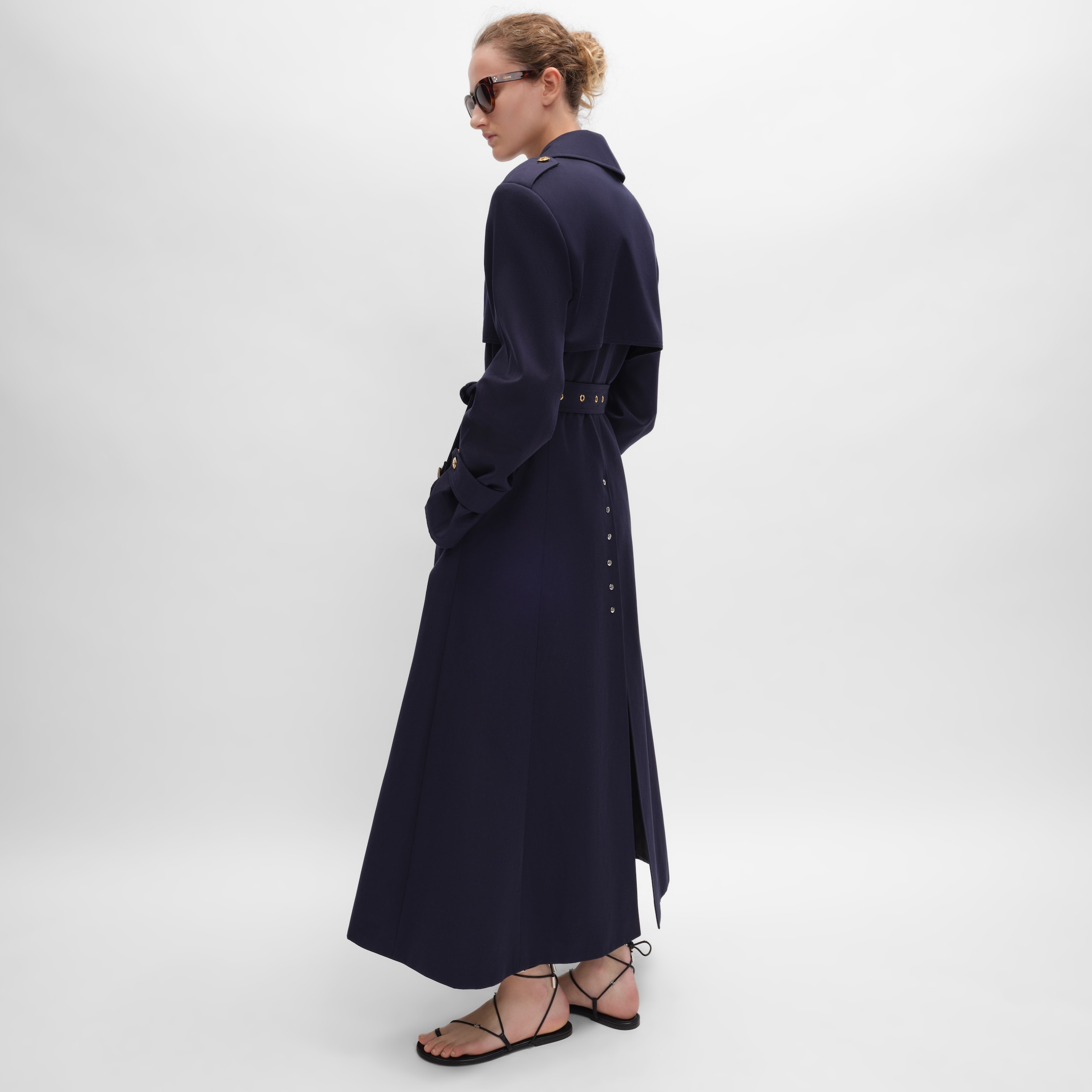 tux trench coat IN COTTON AND WOOL GABARDINE - INK | CELINE