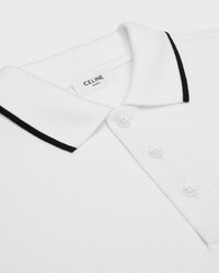 polo clásico de piqué de algodón - BLANCO CRUDO / NEGRO -  - 2 | CELINE