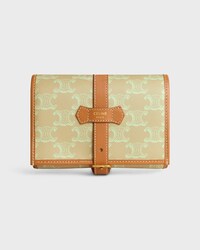 JEWELRY POUCH IN TRIOMPHE CANVAS AND CALFSKIN - SANDCASTLE / SOFT LIME - POUCHES - 1 | CELINE