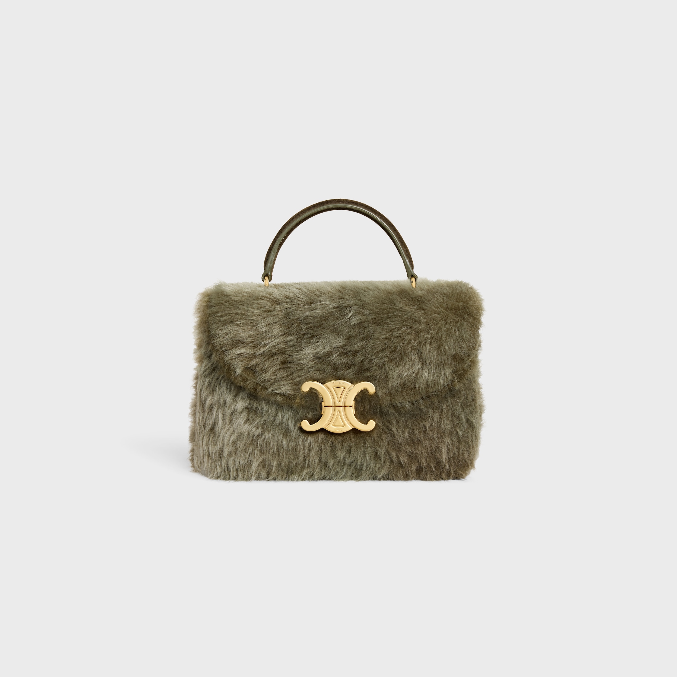 TEEN NINO BAG IN SHEARLING AND SUEDE CALFSKIN - GOLDEN KHAKI | CELINE