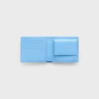 Bi-fold Wallet IN SMOOTH LAMBSKIN - SKY BLUE / RED - WALLETS - 2 | CELINE
