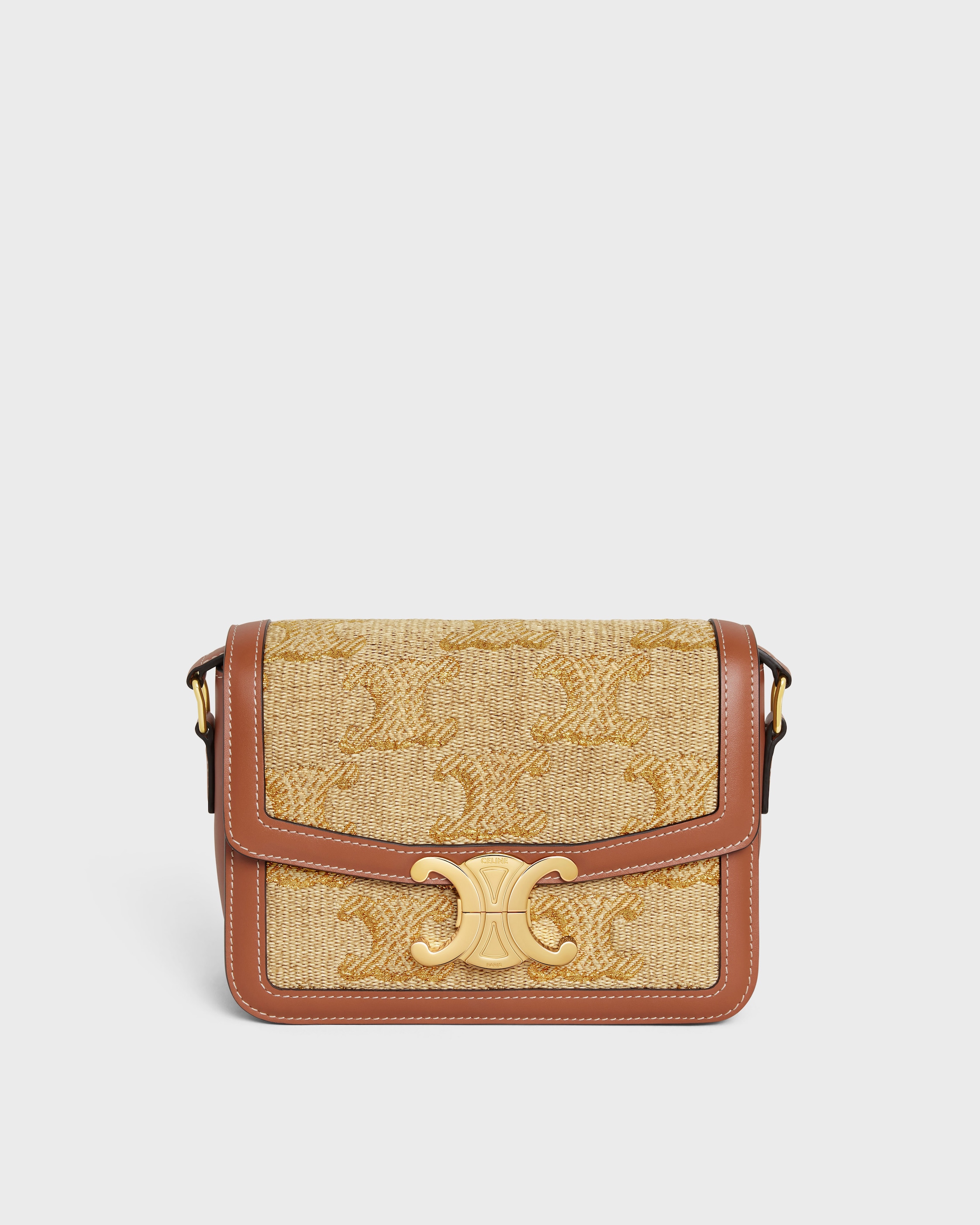 TEEN TRIOMPHE BAG in raffia effect textil with triomphe jacquard