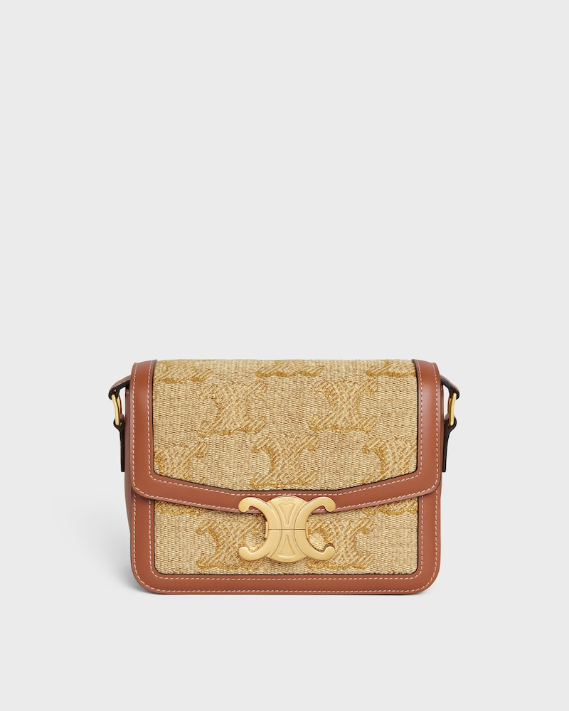 TEEN TRIOMPHE BAG in raffia effect textil with triomphe jacquard - NATURAL / GOLD - TRIOMPHE - 1 | CELINE