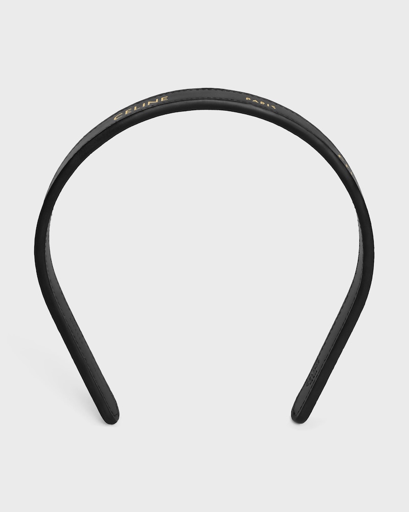 Celine Paris Thin Headband in Calfskin - Black / Gold - HAIR ACCESSORIES - 1 | CELINE