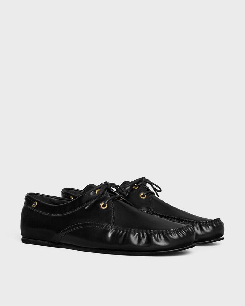 FLAT DERBY IN POLISHED BULLSKIN - BLACK -  - 1 | CELINE