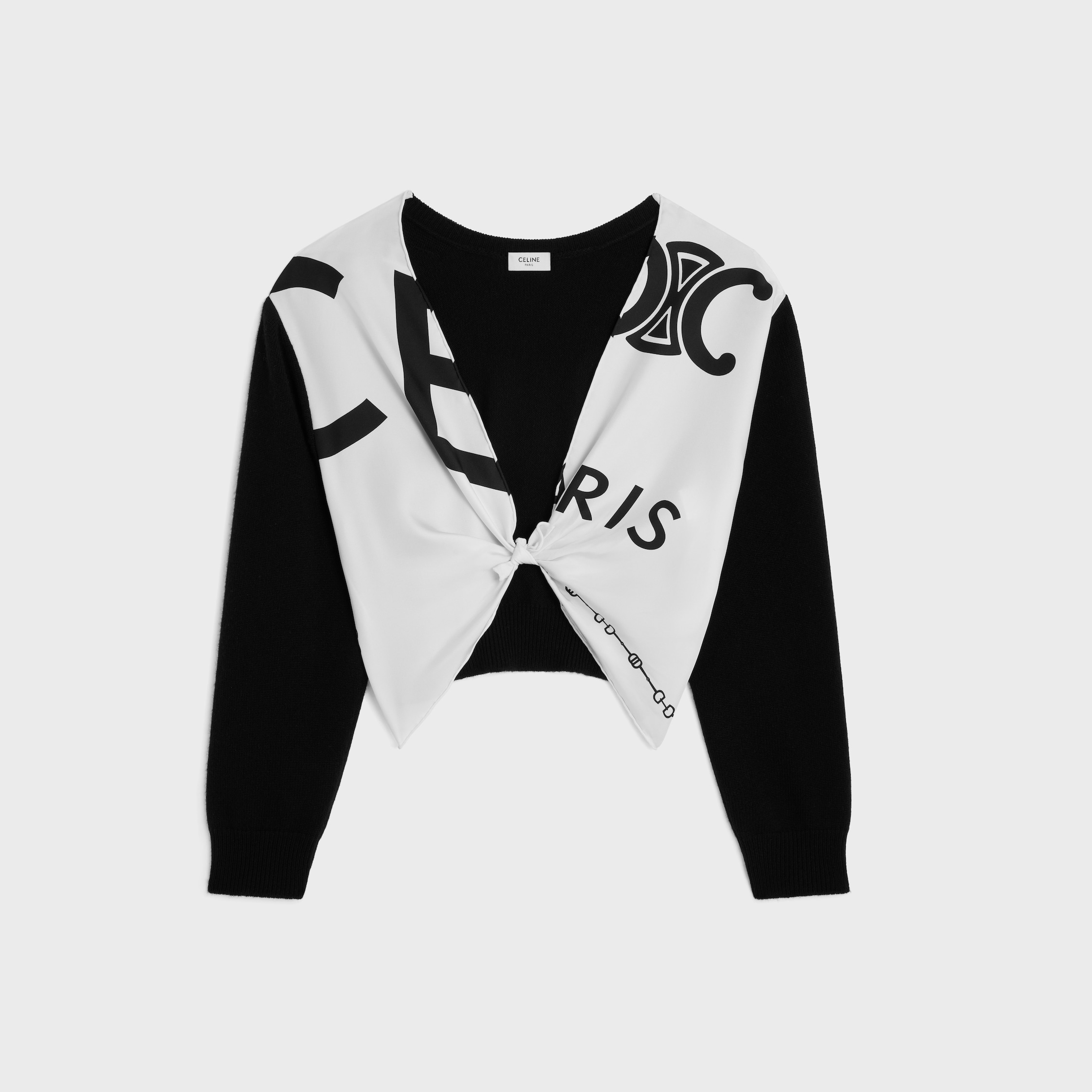 CELINE 白黒ストライプ カーディガン cardigan IN fine wool - BLACK | CELINE