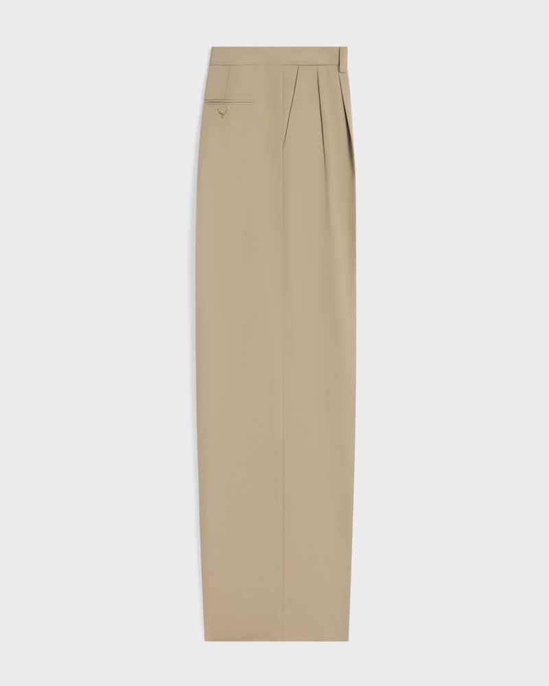 pleated trousers IN cotton and wool gabardine - BEIGE MILITAIRE -  - 1 | CELINE