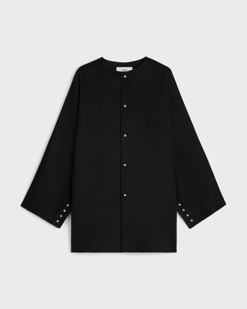 เสื้อโค้ตผ้าแคชเมียร์สองหน้า - สีดำ -  - 1 | CELINE