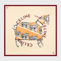 square IN CELINE HORSE SILK TWILL - VANILLA/ORANGE/BURGUNDY -  - 1 | CELINE