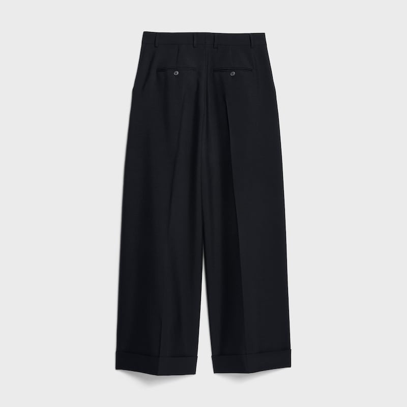 pantaloni dock lunghi in gabardine di lana e mohair - NERO -  - 1 | CELINE