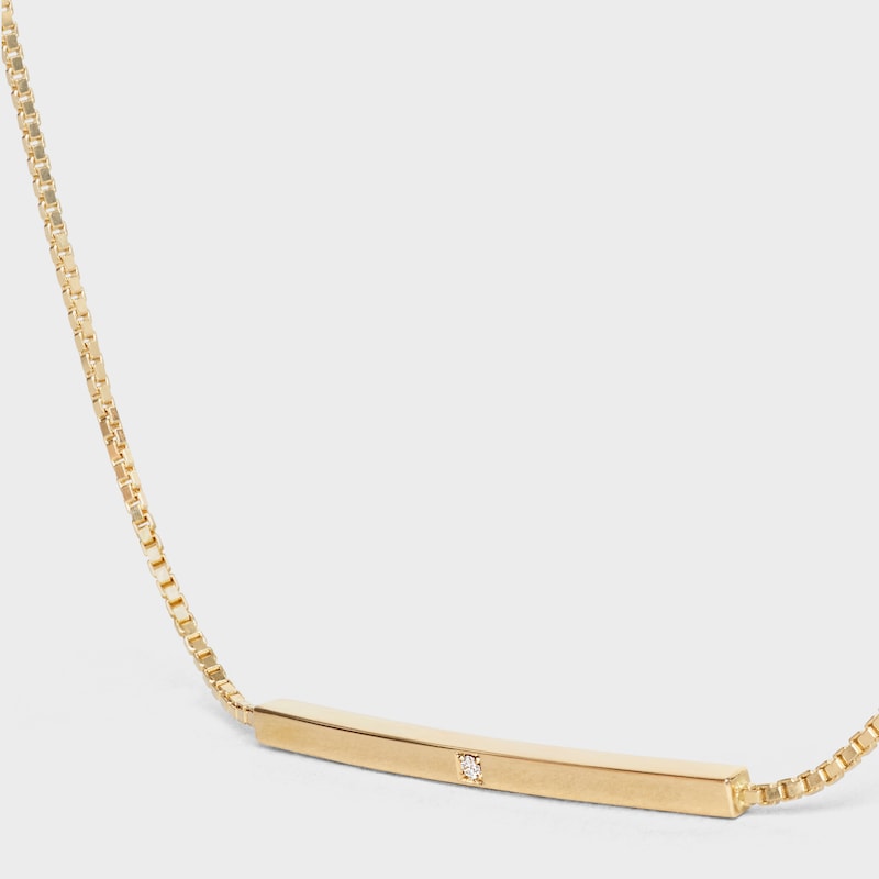Celine Sentimental Straight Bracelet in Yellow Gold and Diamond - Yellow Gold and White -  - 1 | CELINE