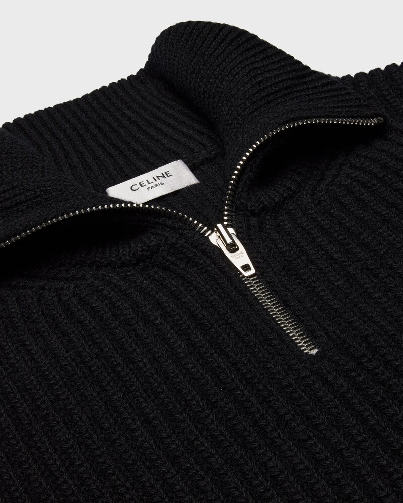 trucker sweater IN ribbed wool - BLACK -  - 1 | CELINE