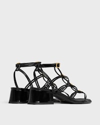 CLÉMENCE HEELED SANDAL IN GLOSSY CALFSKIN - BLACK -  - 2 | CELINE