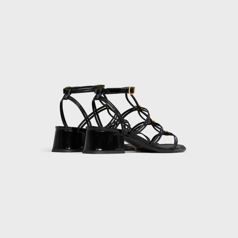 Sandalo Multi Triomphe Clemence Celine in pelle di vitello brillante - NERO -  - 1 | CELINE