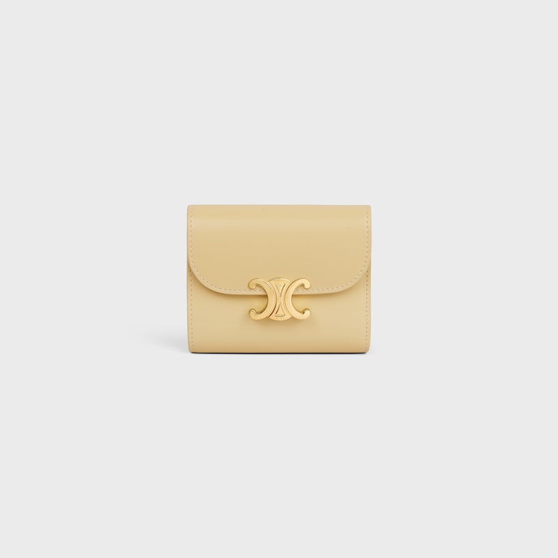 Small Flap Wallet TRIOMPHE IN Shiny calfskin - SPRING YELLOW - WALLETS - 1 | CELINE