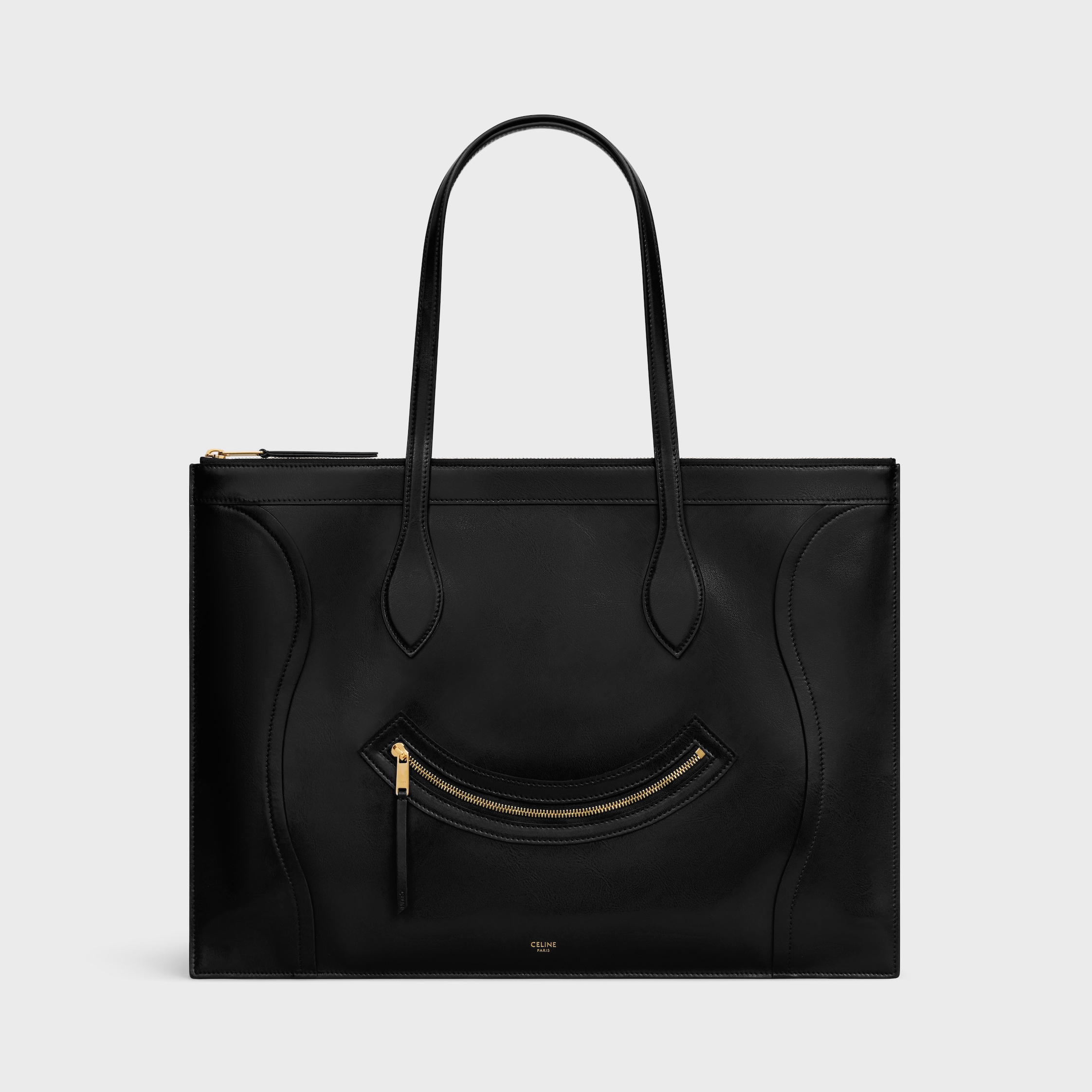 FLAT LUGGAGE IN GLOSSY CALFSKIN - BLACK | CELINE