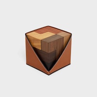 Cube casse-tête bois et étui veau naturel - TAN - LIFESTYLE - 1 | CELINE