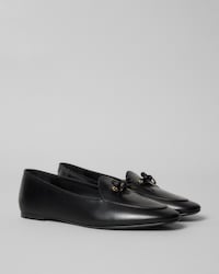 AURA BOW SLIPPER IN LEATHER - BLACK -  - 2 | CELINE