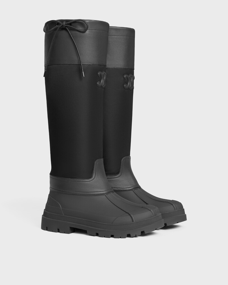 celine riley HIGH BOOT IN Nylon and Calfskin - BLACK -  - 1 | CELINE