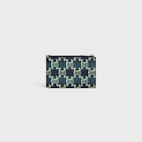 Porta-cartões com zíper em triomphe canvas listrado e pele de cordeiro - PRETO/AZUL MARINHO - PORTA-CARTÕES - 2 | CELINE