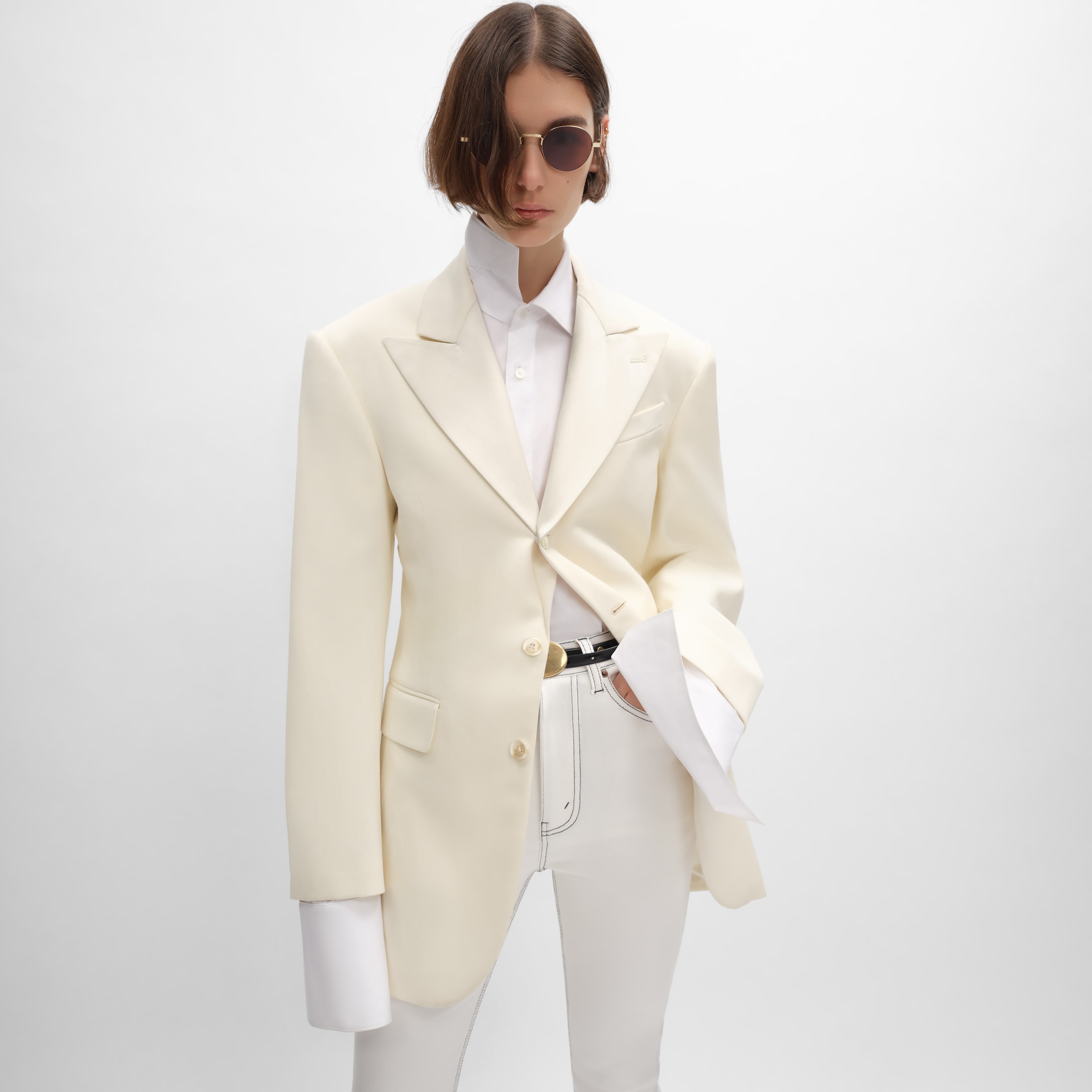 colonne jacket IN diagonal wool - OFF WHITE | CELINE