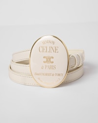 MINI MAISON CELINE BELT 13MM IN TAURILLON LEATHER WITH VARNISHED BUCKLE - RICE -  - 1 | CELINE