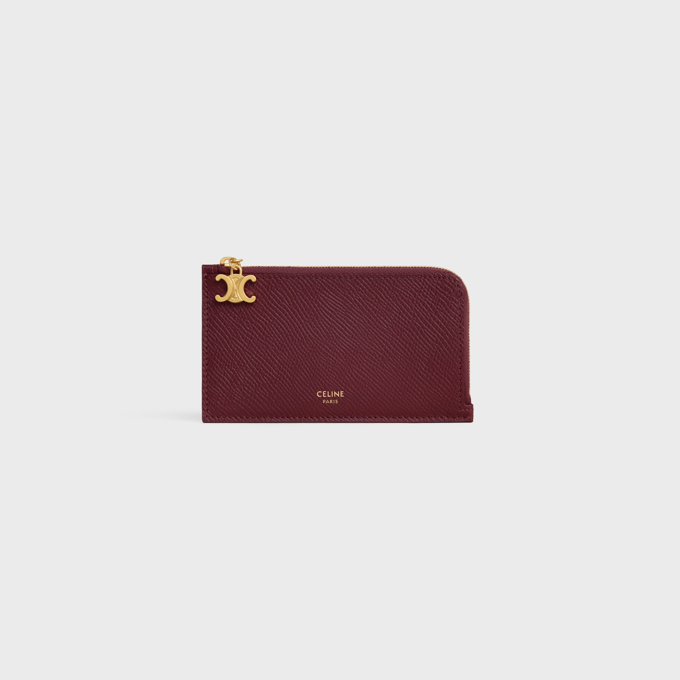 CELINE LONG ZIPPED CARD HOLDER IN GRAINED CALFSKIN