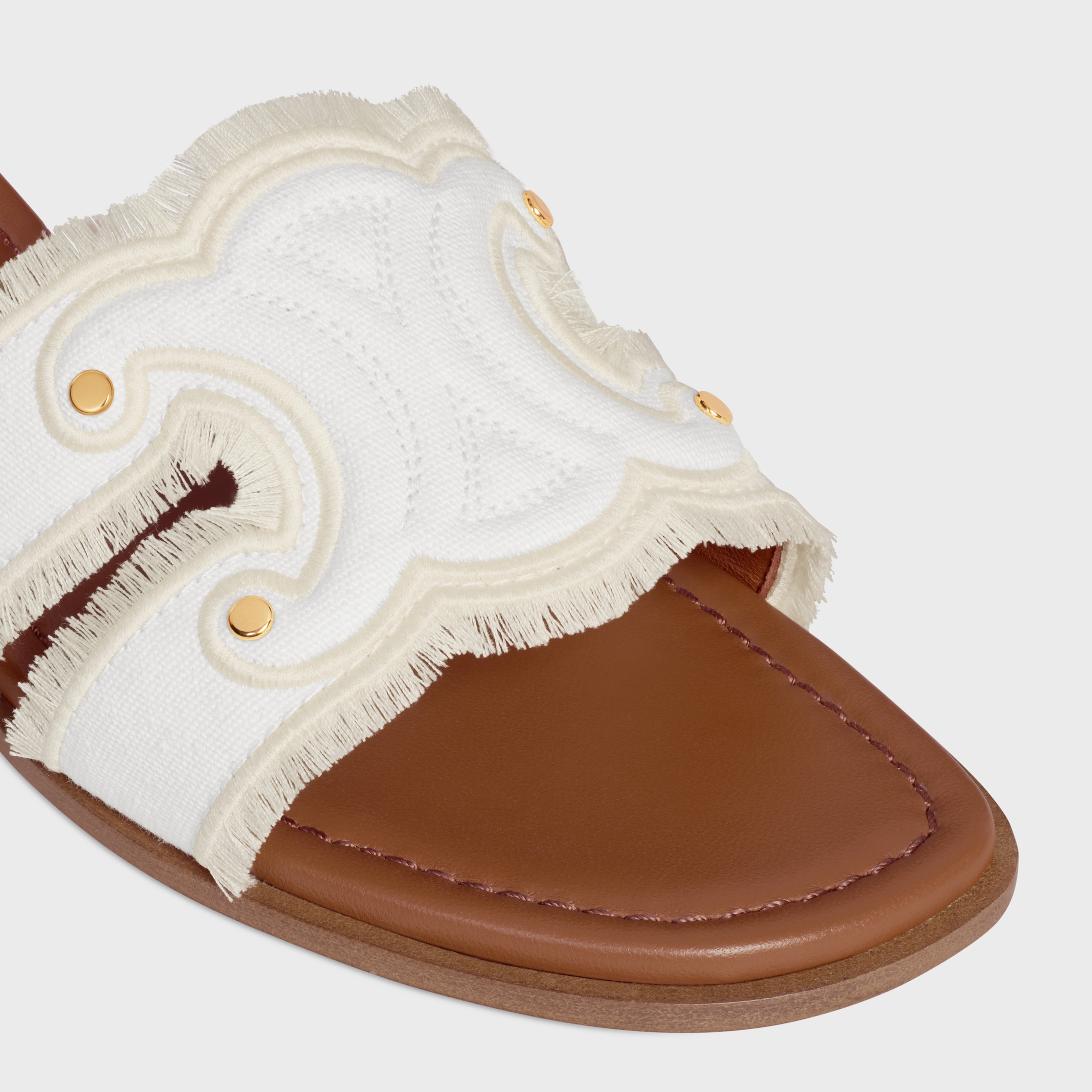 MARINA MULE IN FRINGED CANVAS - WHITE | CELINE