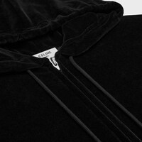 zipped hoodie IN velvet jersey - BLACK / WHITE -  - 2 | CELINE