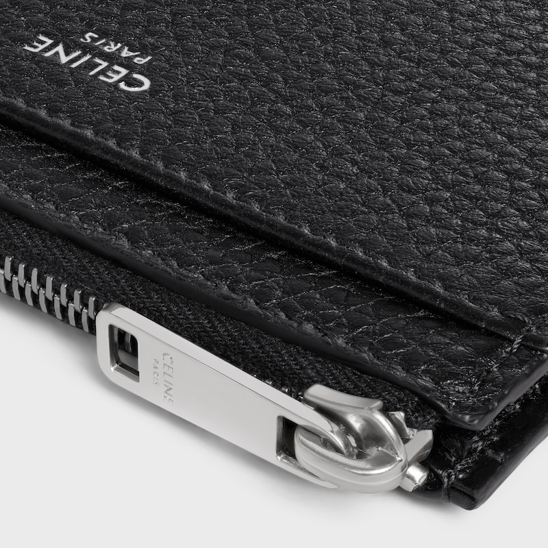 Porte-cartes zipp&eacute; EN VEAU GRAIN&Eacute; - NOIR - PORTE-MONNAIE - 1 | CELINE