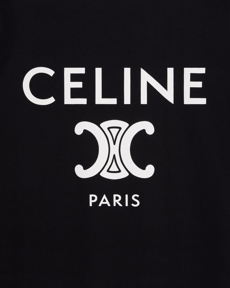 CELINE PARIS T-SHIRT IN COTTON JERSEY - BLACK / WHITE -  - 1 | CELINE