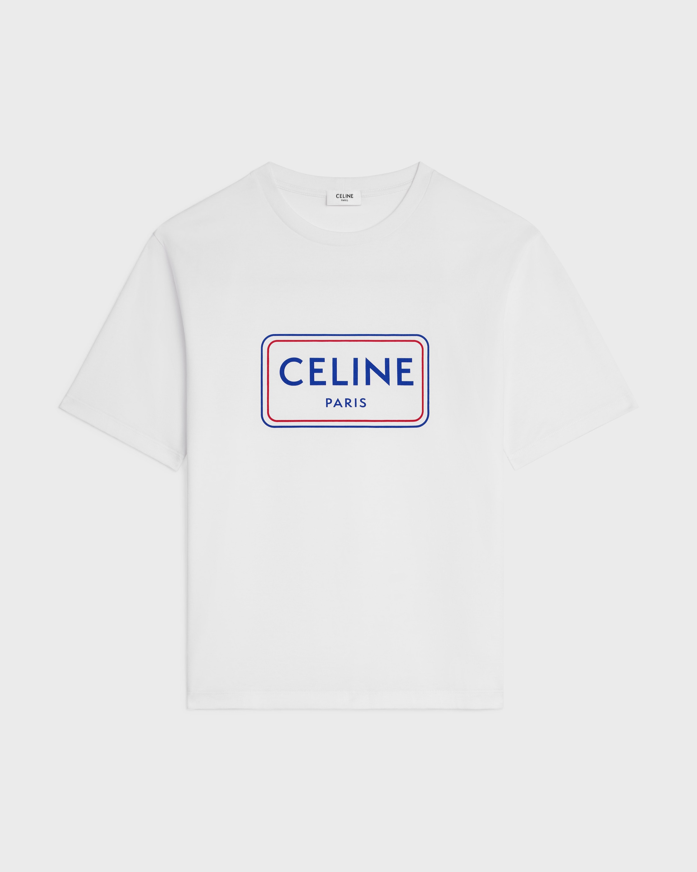 loose t-shirt IN cotton jersey - OPTIC WHITE/RED/DENIM BLUE | CELINE