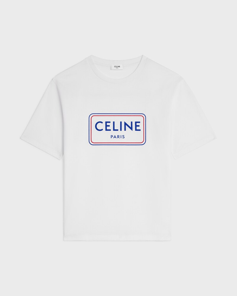 loose t-shirt IN cotton jersey - OPTIC WHITE/RED/DENIM BLUE -  - 1 | CELINE