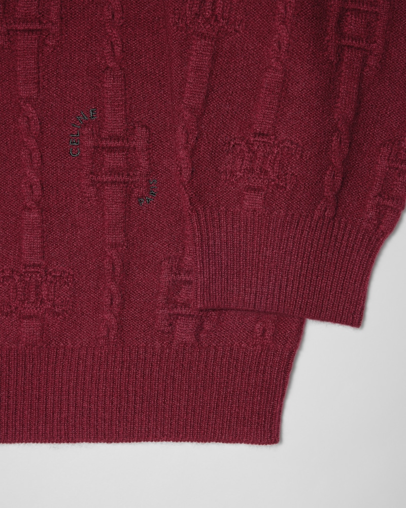 oversized crewneck sweater IN CASHMERE chains triomphe - BURGUNDY -  - 1 | CELINE