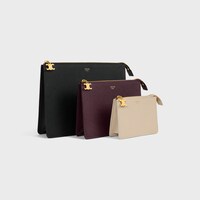 THREE POUCHES SET IN TRIO GRAINED CALFSKIN - BLACK / DEEP BURGUNDY - POUCHES - 2 | CELINE