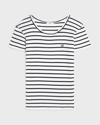 t-shirt IN striped silk jersey - OFF WHITE / BLACK -  - 1 | CELINE