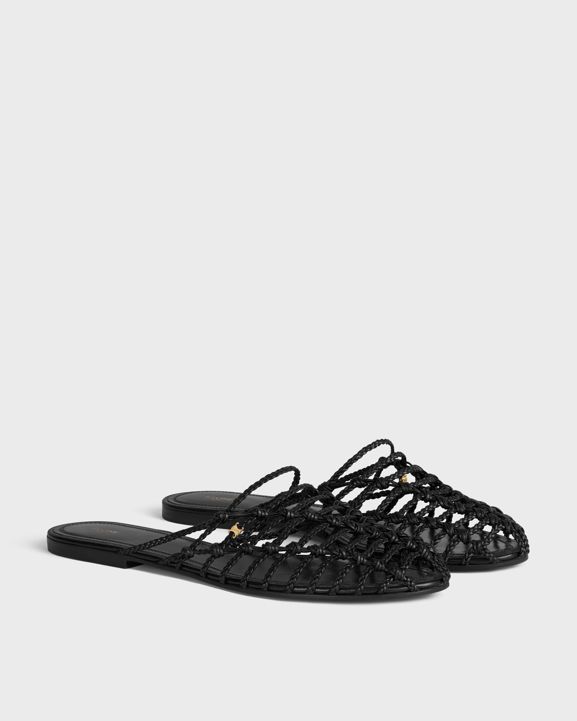 SCOOBIE BRAIDED MULE IN GOATSKIN - BLACK | CELINE