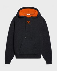 hooded sweater IN cashmere - DARK GREY/ORANGE -  - 1 | CELINE