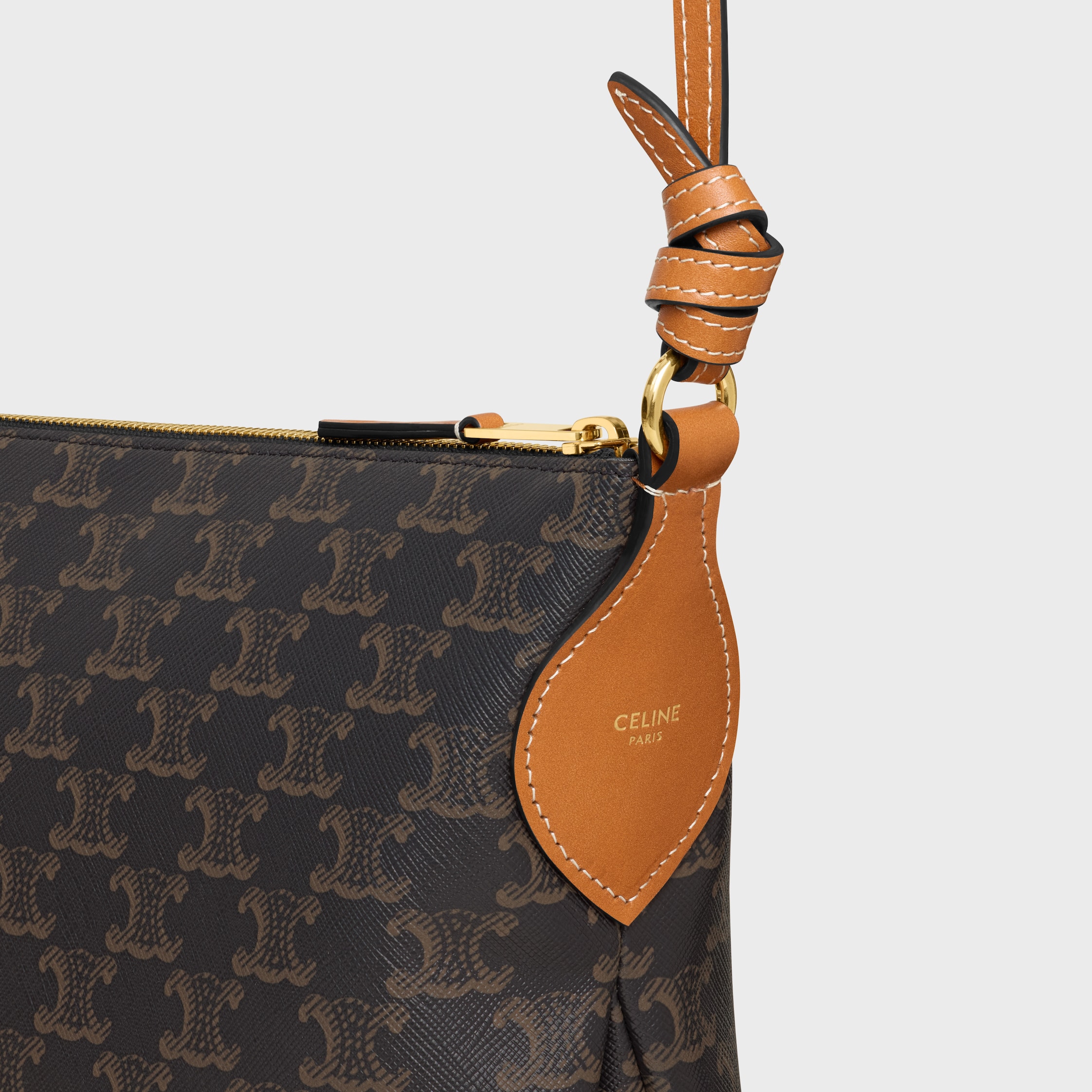 バッグ CELINE CO_MI duo zipped bag IN Triomphe Canvas and NATURAL calfskin - MIEL | CELINE
