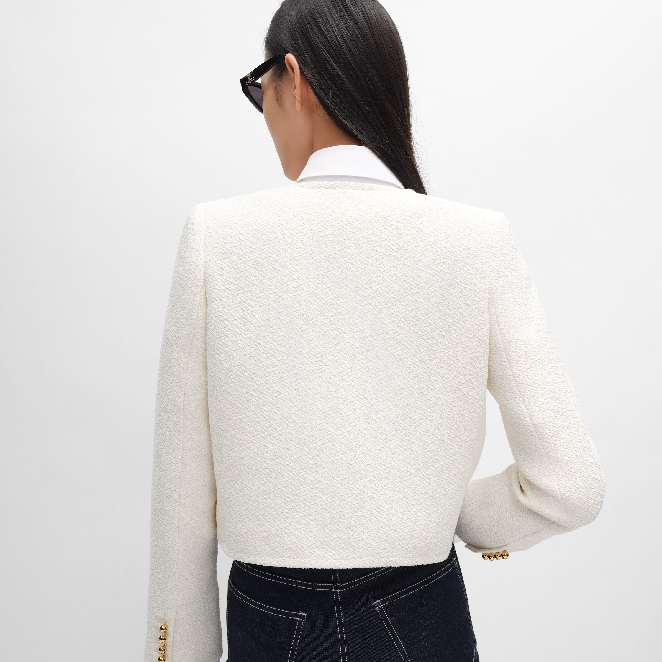 icone jacket IN viscose and wool natté - OFF WHITE | CELINE