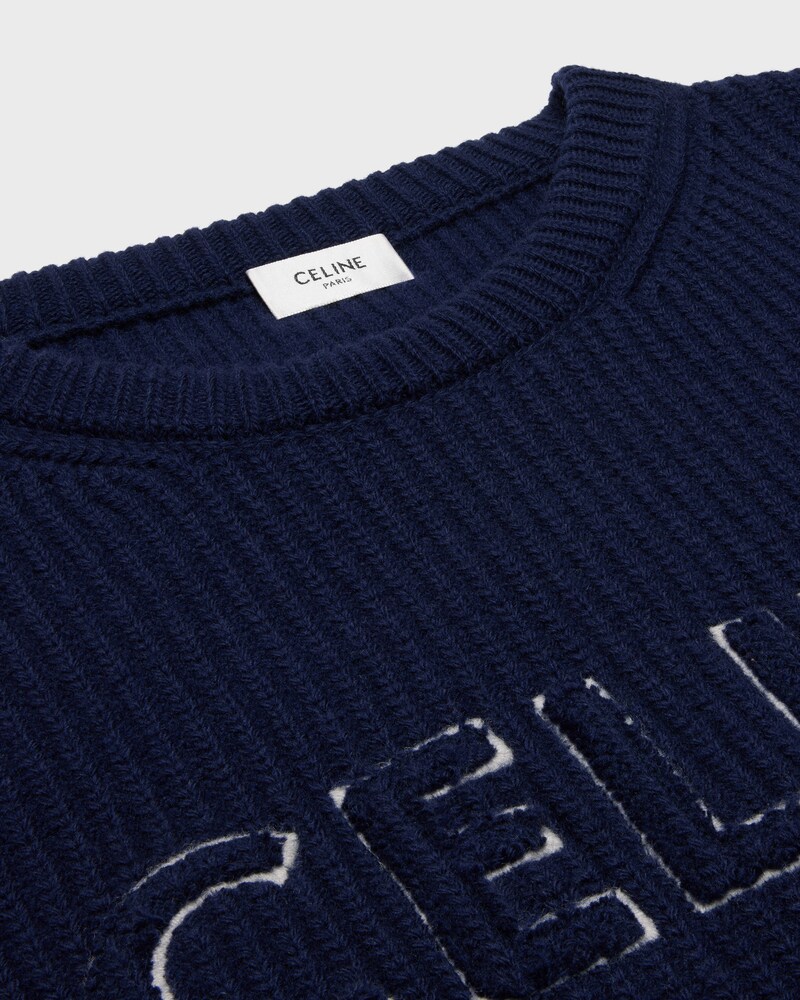 celine oversized crew neck sweater in wool - NAVY/NAVY -  - 1 | CELINE