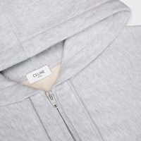 SUDADERA CORTA CON CREMALLERA Y CAPUCHA DE FELPA DE ALGODÓN - GRIS PÁLIDO -  - 2 | CELINE