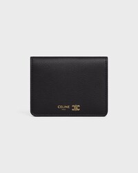 PORTE-CARTES à DEUX VOLETS TRIOMPHE STAMP VEAU SOUPLE GRAINé - NOIR / ULTRA BLEU - PORTE-CARTES - 1 | CELINE