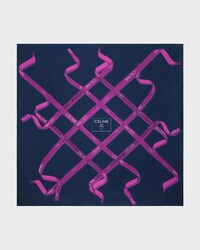 square IN silk twill - NAVY/FUCHSIA/WHITE -  - 1 | CELINE