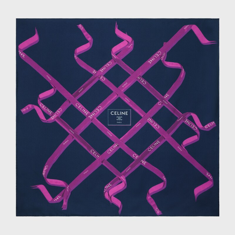 PA&Ntilde;UELO CUADRADO DE SARGA DE SEDA - AZUL MARINO / FUCSIA / BLANCO -  - 1 | CELINE