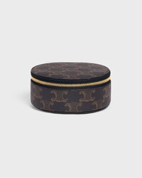 Zipped Round Case in Triomphe Canvas and Calfskin - TAN - ACCESSORIES - 1 | CELINE