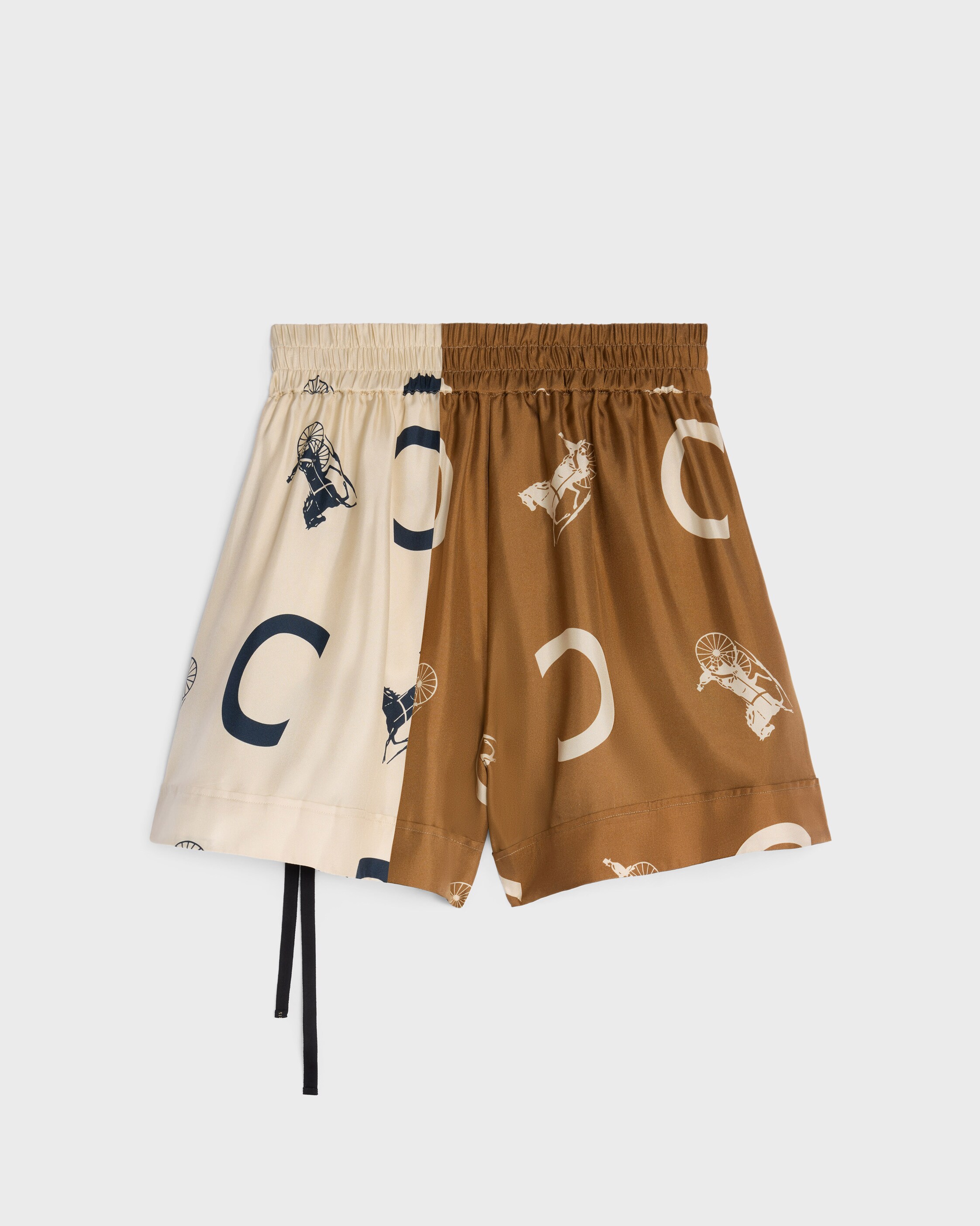 pajama shorts IN silk twill - OFFWHITE/CAMEL | CELINE