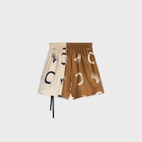pajama shorts IN silk twill - OFFWHITE/CAMEL -  - 2 | CELINE