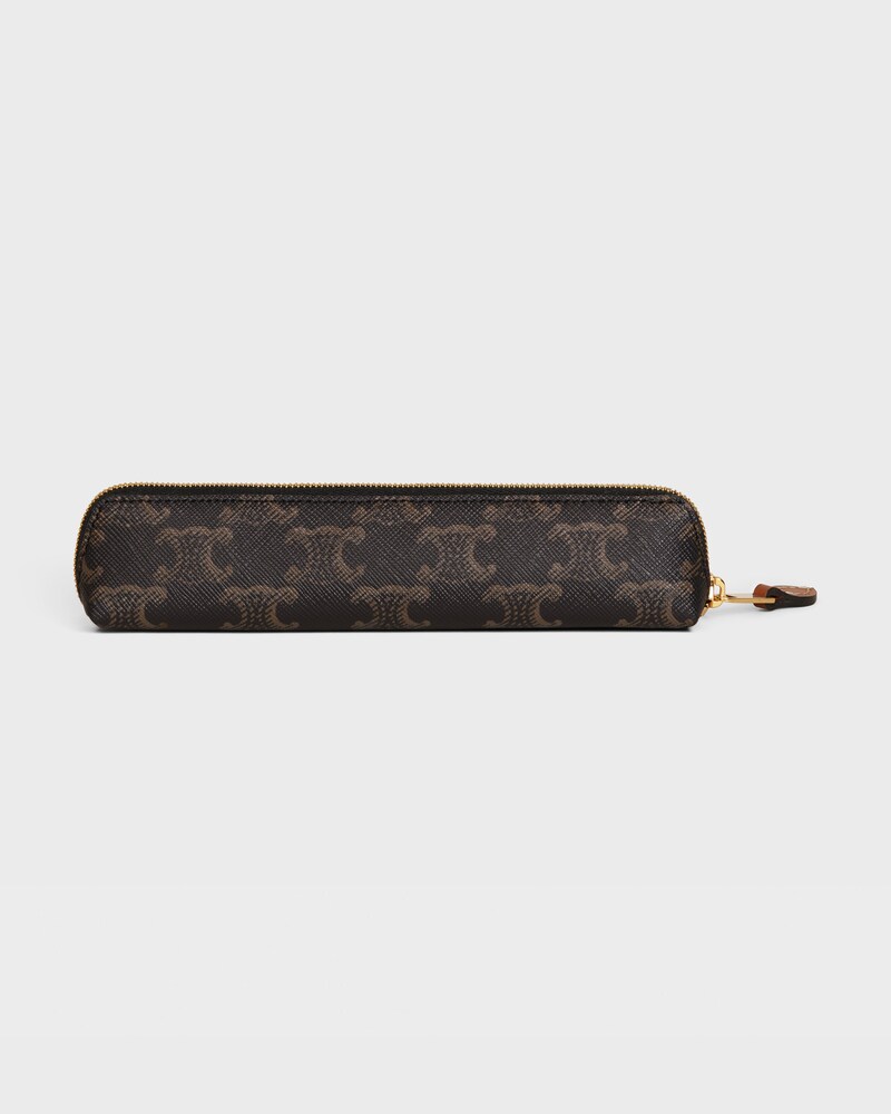 Pencil Case Triomphe Canvas - BLACK / TAN - STATIONERY - 1 | CELINE