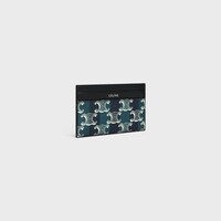 MEDIUM CARD HOLDER IN STRIPED TRIOMPHE CANVAS AND CALFSKIN - BLACK/NAVY BLUE - CARD HOLDERS - 2 | CELINE